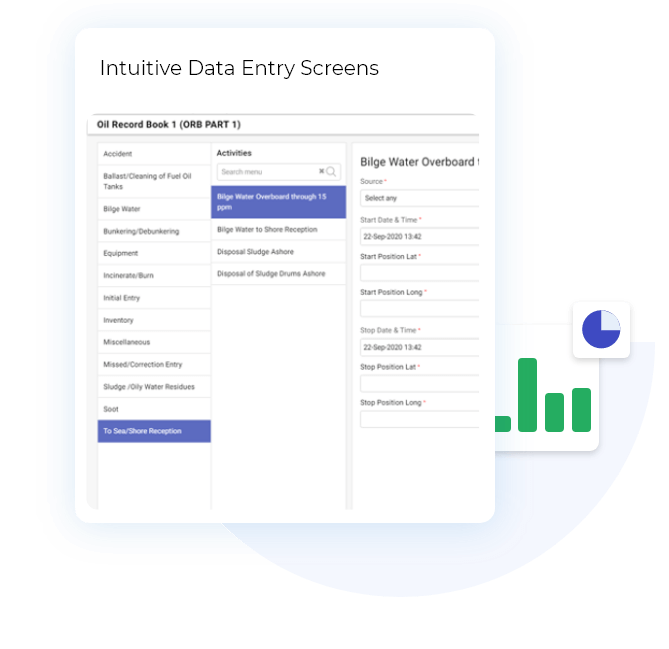 Electronic record book software illustration for ship safety and compliance